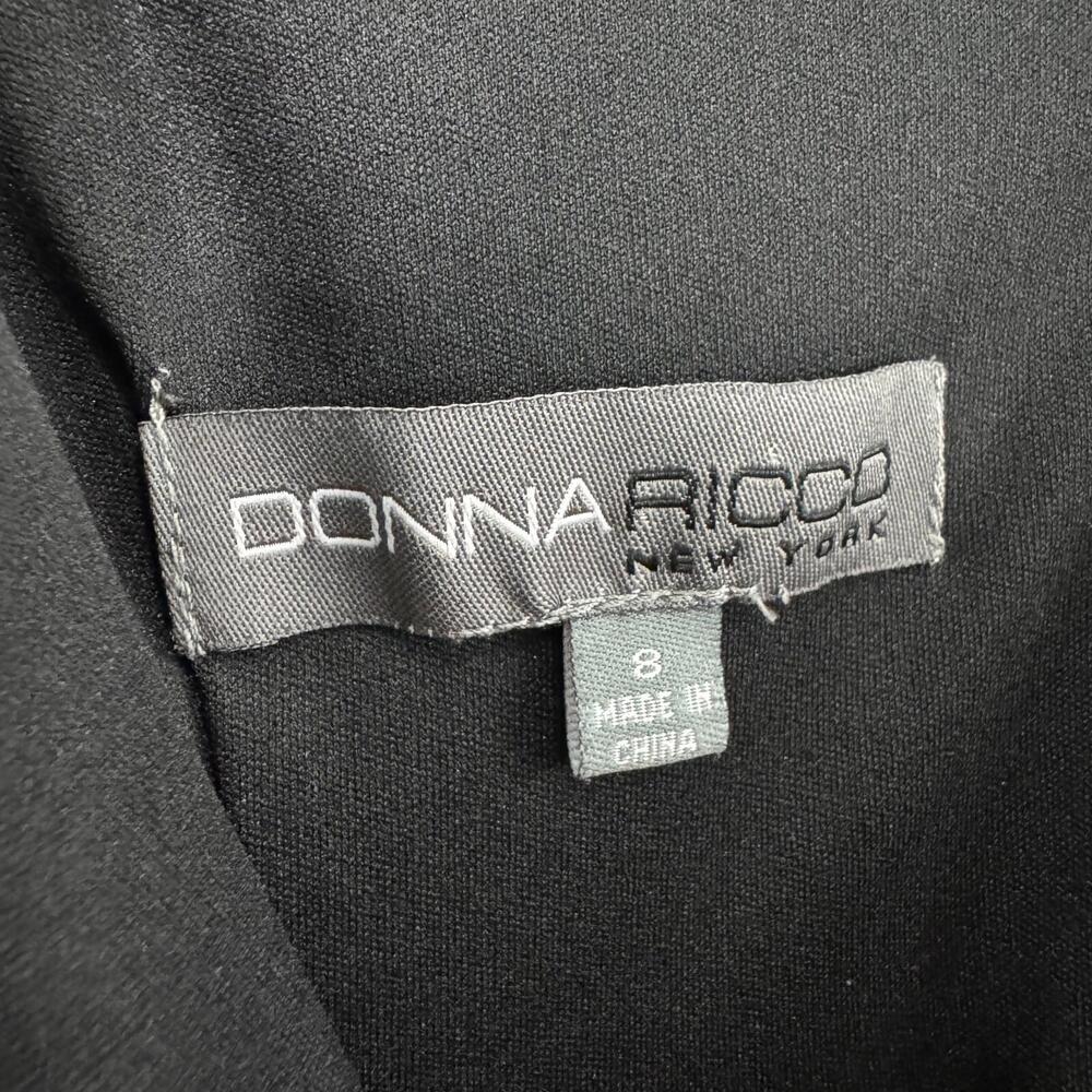 Donna Ricco New York Women’s Size 8 Black Satin V Neck Ruched Front Sheath Dress - Picture 4 of 10